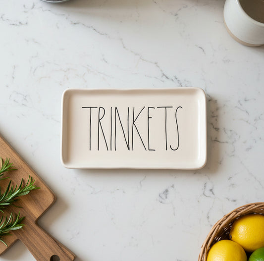 Rae Dunn White Trinkets Tray Ceramic 9" x 5" Artisan Collection by Magenta