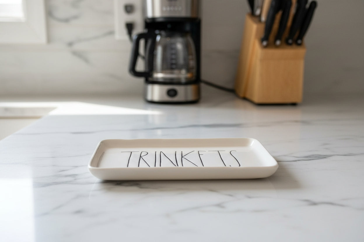 Rae Dunn White Trinkets Tray Ceramic 9" x 5" Artisan Collection by Magenta