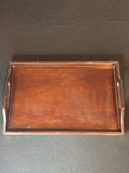 Large Bombay Co Wood Tray with Handles and Brass Corners, Decorative 16" X 10.5"