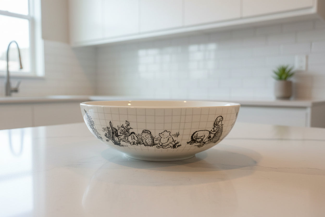 Disney Sketchbook Winnie The Pooh Large Serving Bowl Ceramic 9.5" x 3 1/8" Tall