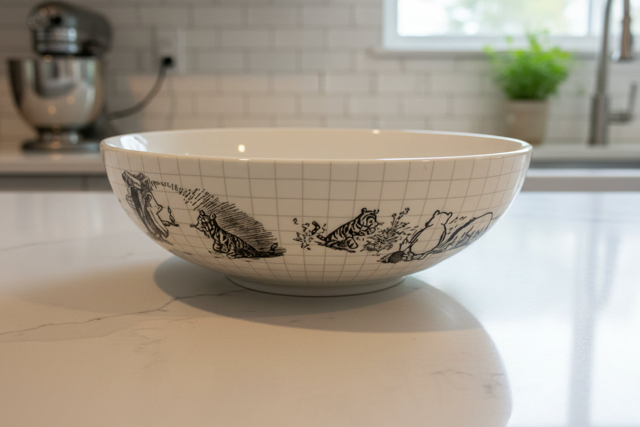Disney Sketchbook Winnie The Pooh Large Serving Bowl Ceramic 9.5" x 3 1/8" Tall