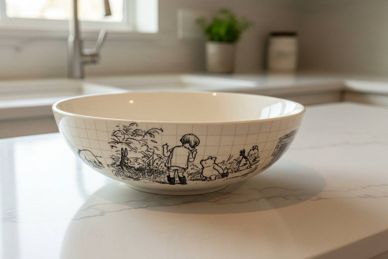 Disney Sketchbook Winnie The Pooh Large Serving Bowl Ceramic 9.5" x 3 1/8" Tall