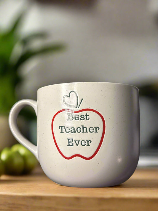 Market Finds Best Teacher Ever Coffee Cup Mug Apples Inside 3 5/8" Tall New