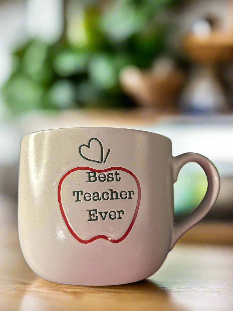 Market Finds Best Teacher Ever Coffee Cup Mug Apples Inside 3 5/8" Tall New