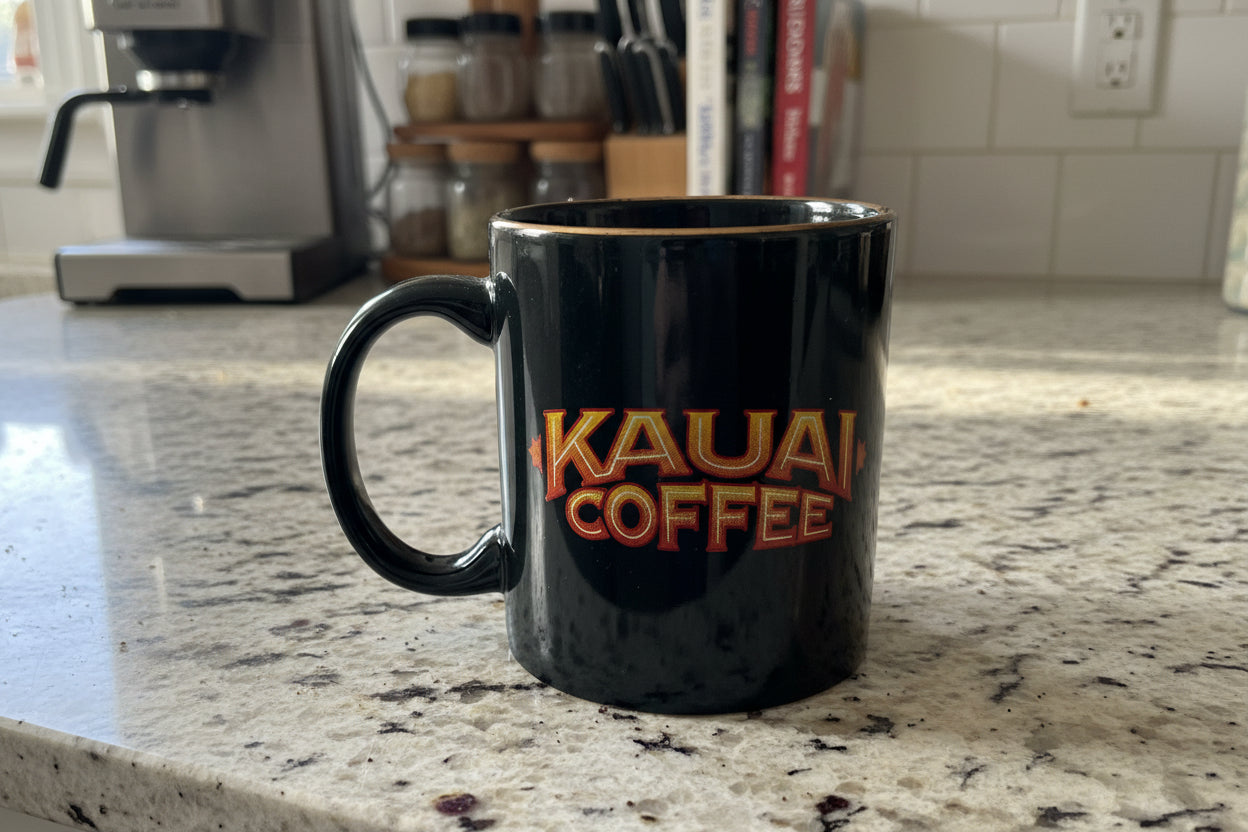 Kauai Coffee Black Coffee Mug Cup 3 7/8" Tall Very Rare Find