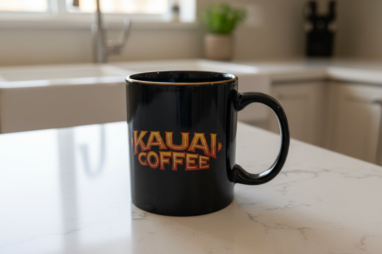 Kauai Coffee Black Coffee Mug Cup 3 7/8" Tall Very Rare Find