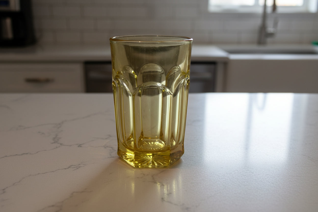 Old Williamsburg Amber Color 10oz Tumbler 5 1/8" Tall 3" Wide