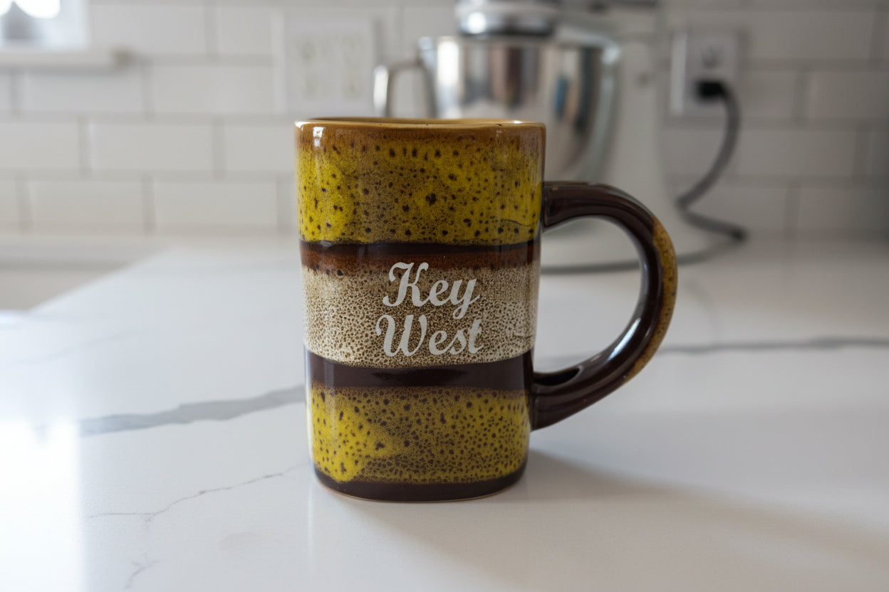 Tall Handcrafted Stoneware Coffee Mug Cup Key West My Cafe Missouv Inc. Large 5" Tall