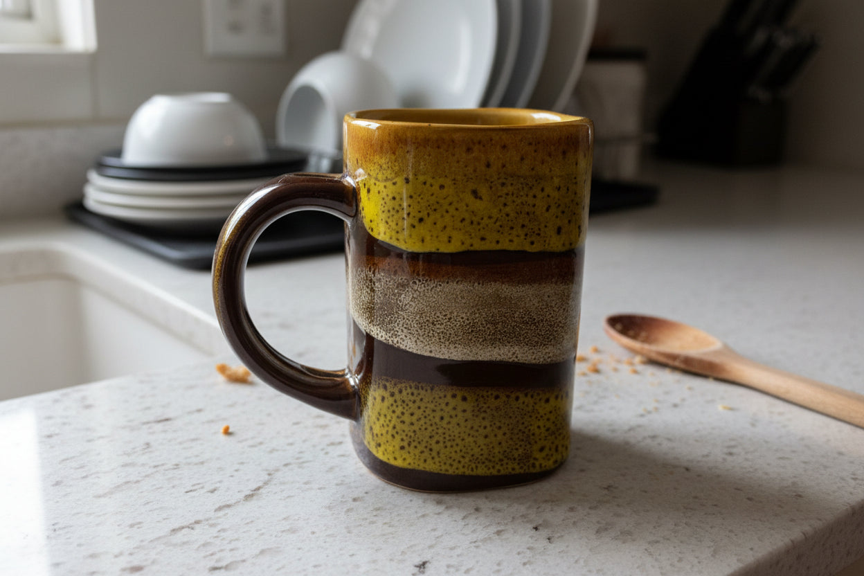 Tall Handcrafted Stoneware Coffee Mug Cup Key West My Cafe Missouv Inc. Large 5" Tall