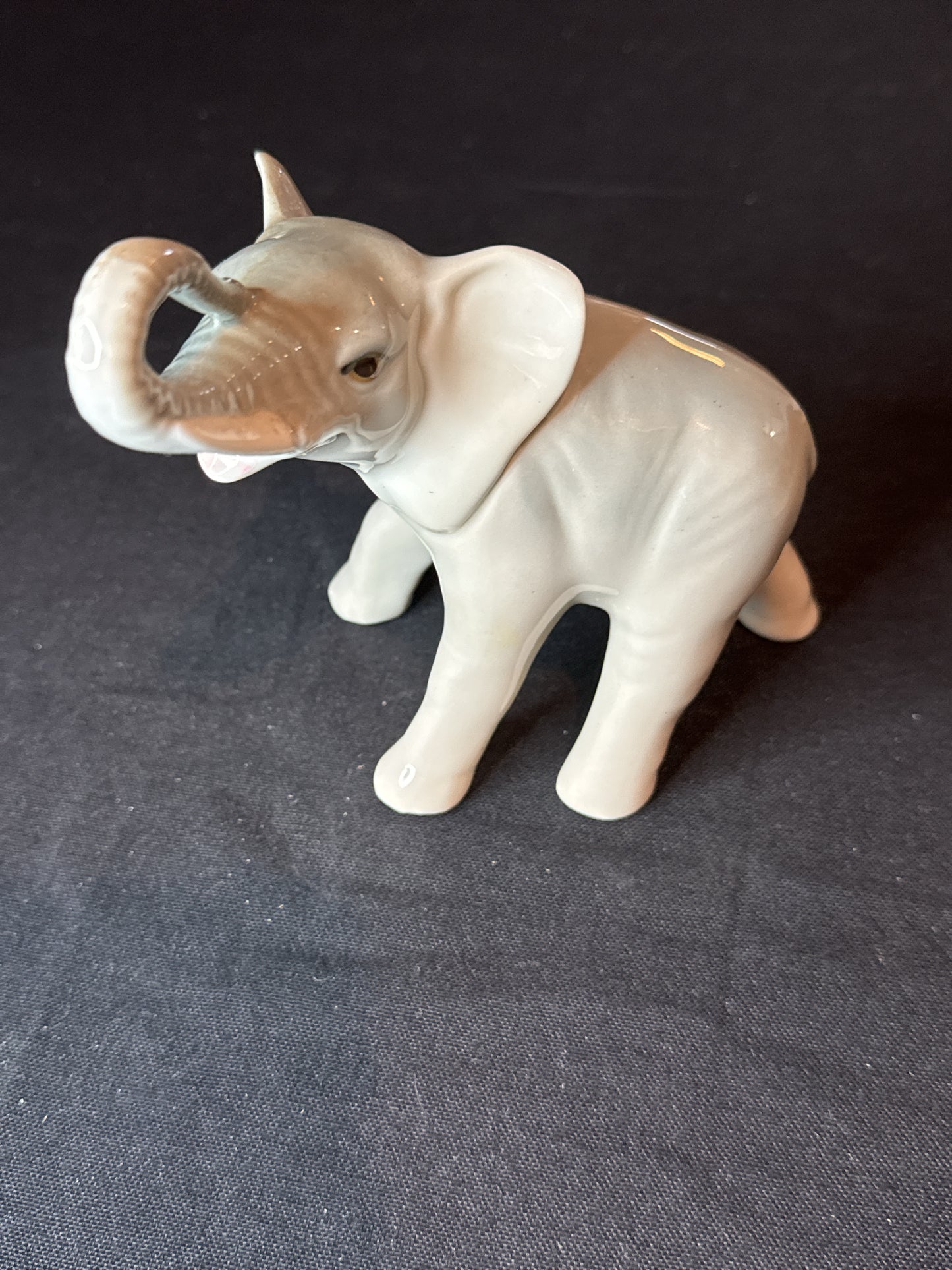 Vintage Porcelain Casades Spain Elephant Figurine 6" Tall at Trunk