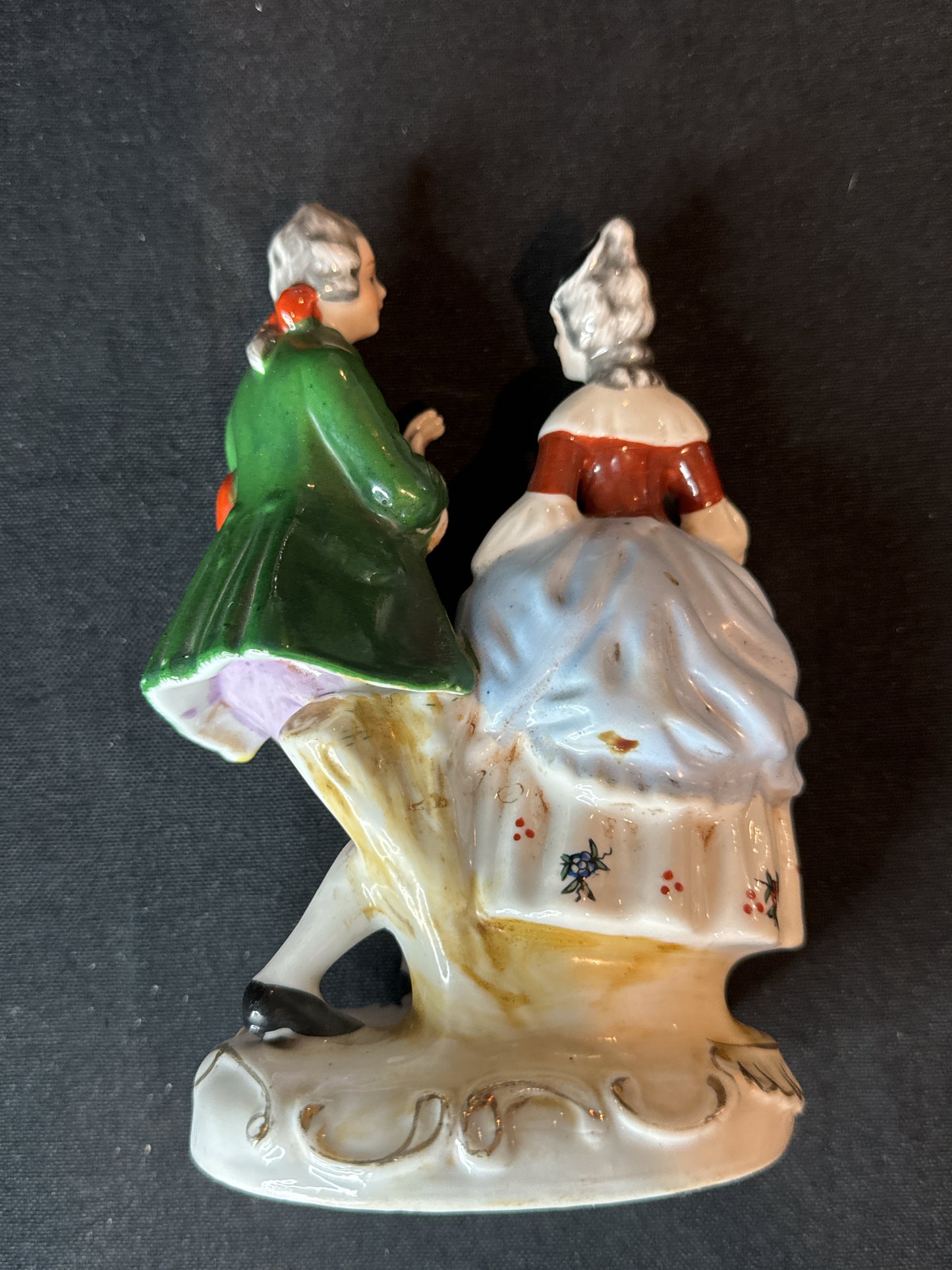 Victorian Aristocrat Couple Figurine Hand Painted Vintage 1950s Occupied Japan 6" Tall