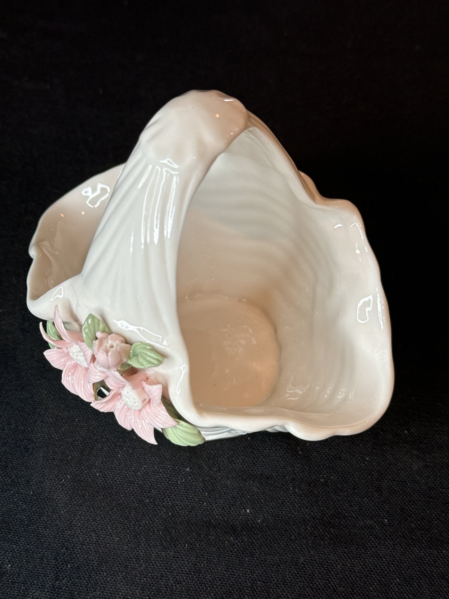 Vintage Ceramic Basket with Flowers 5" X 5"