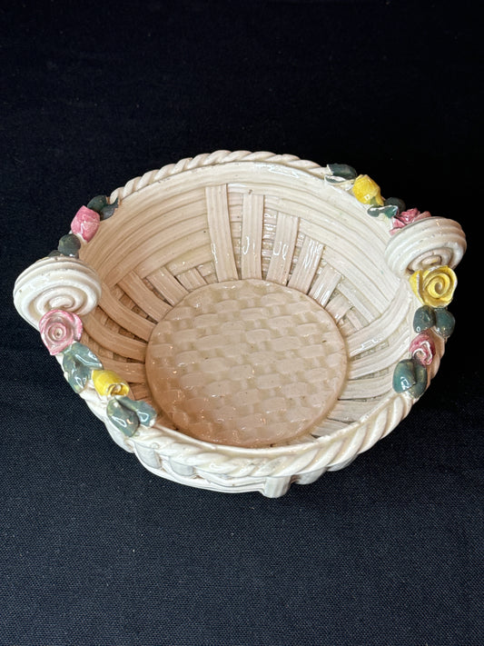 Vintage Ceramic Woven Bowl Made in Italy 6" Across 2.75" Tall