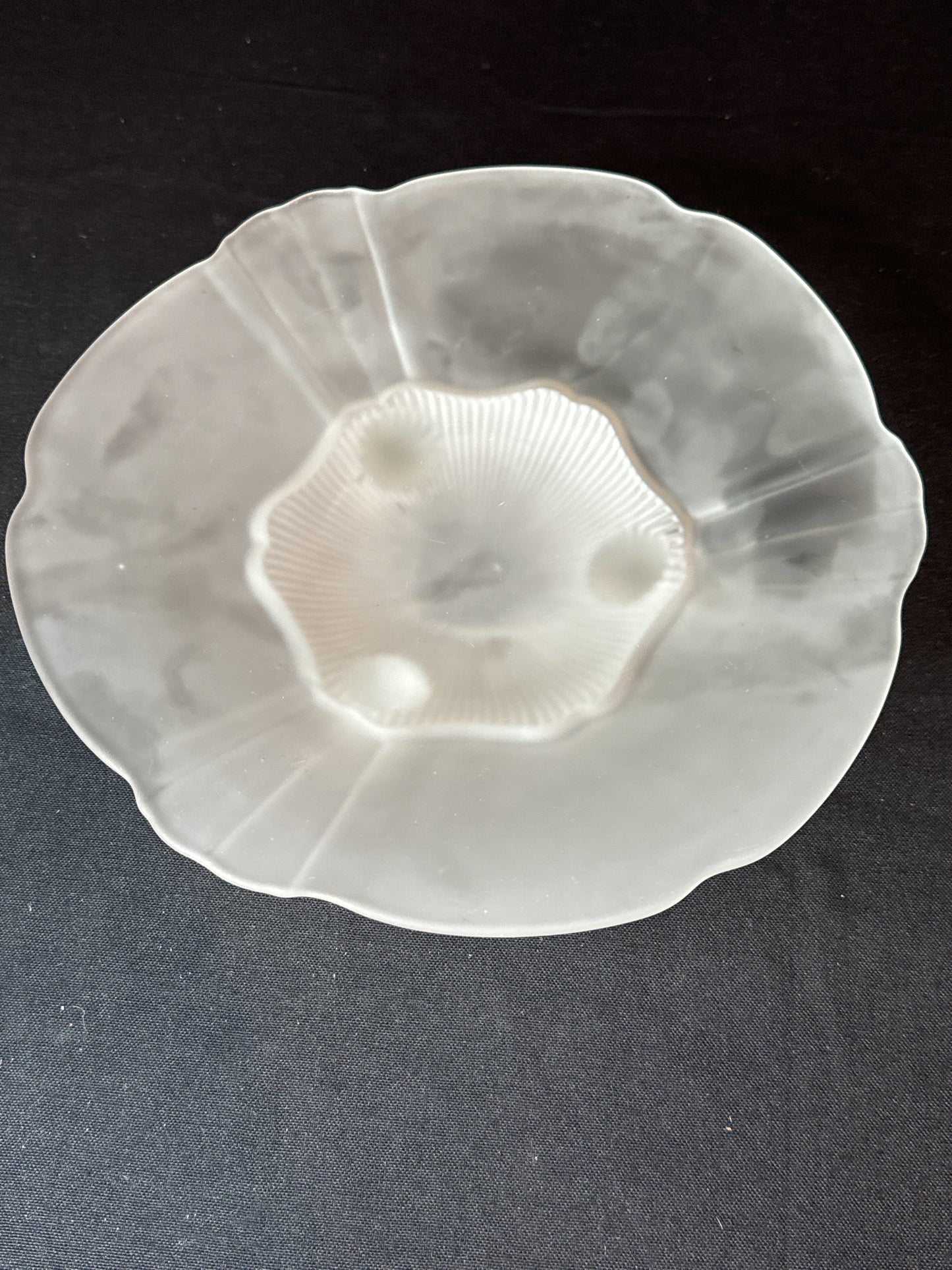 Lancaster Glass Kay Frosted 3 Footed Bowl Circa 1930s 10" X 3" Tall