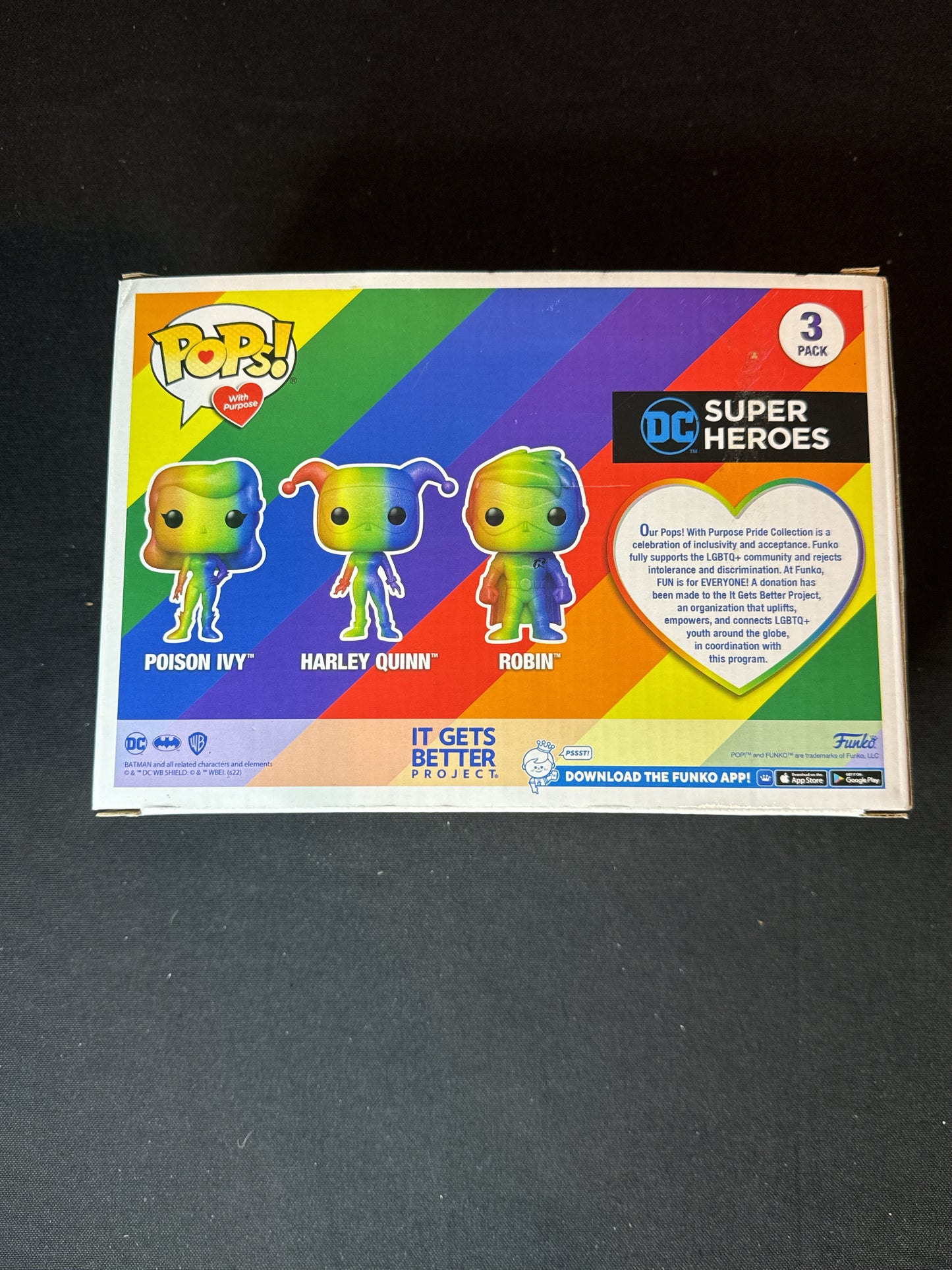 Funko Pop! Pride Poison Ivy/Harley Quinn/Robin 3 Pack Vinyl Figures New in Box