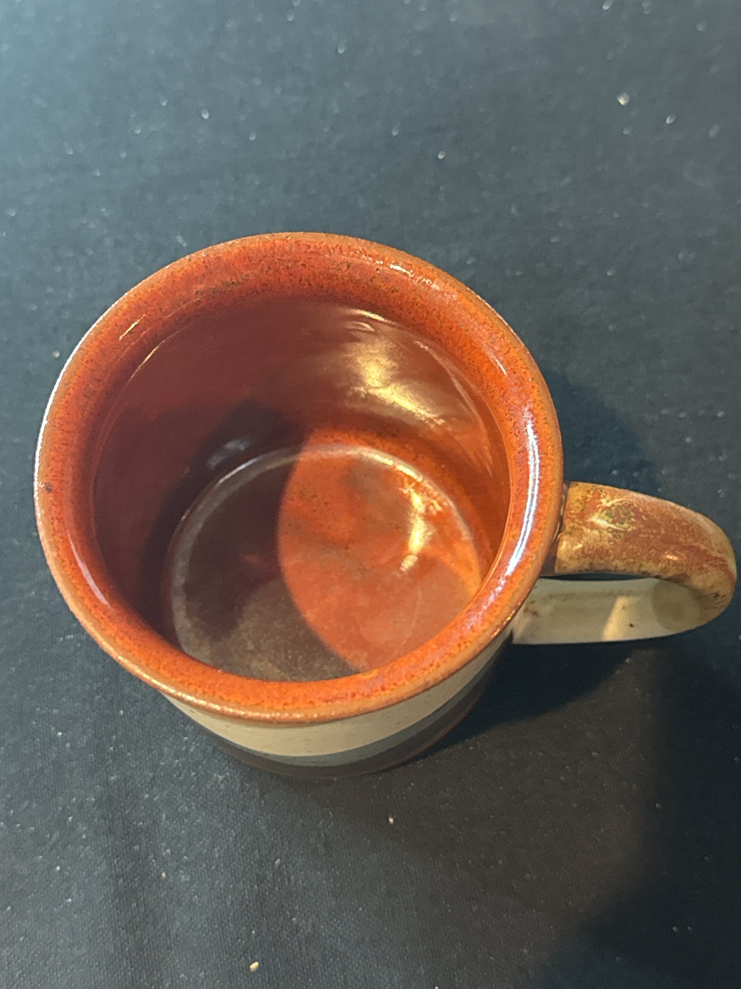 Vintage 1970s Otagiri Horizon Blue Brown Wavy Striped Stoneware Coffee Mug Cup 3 3/8" Tall