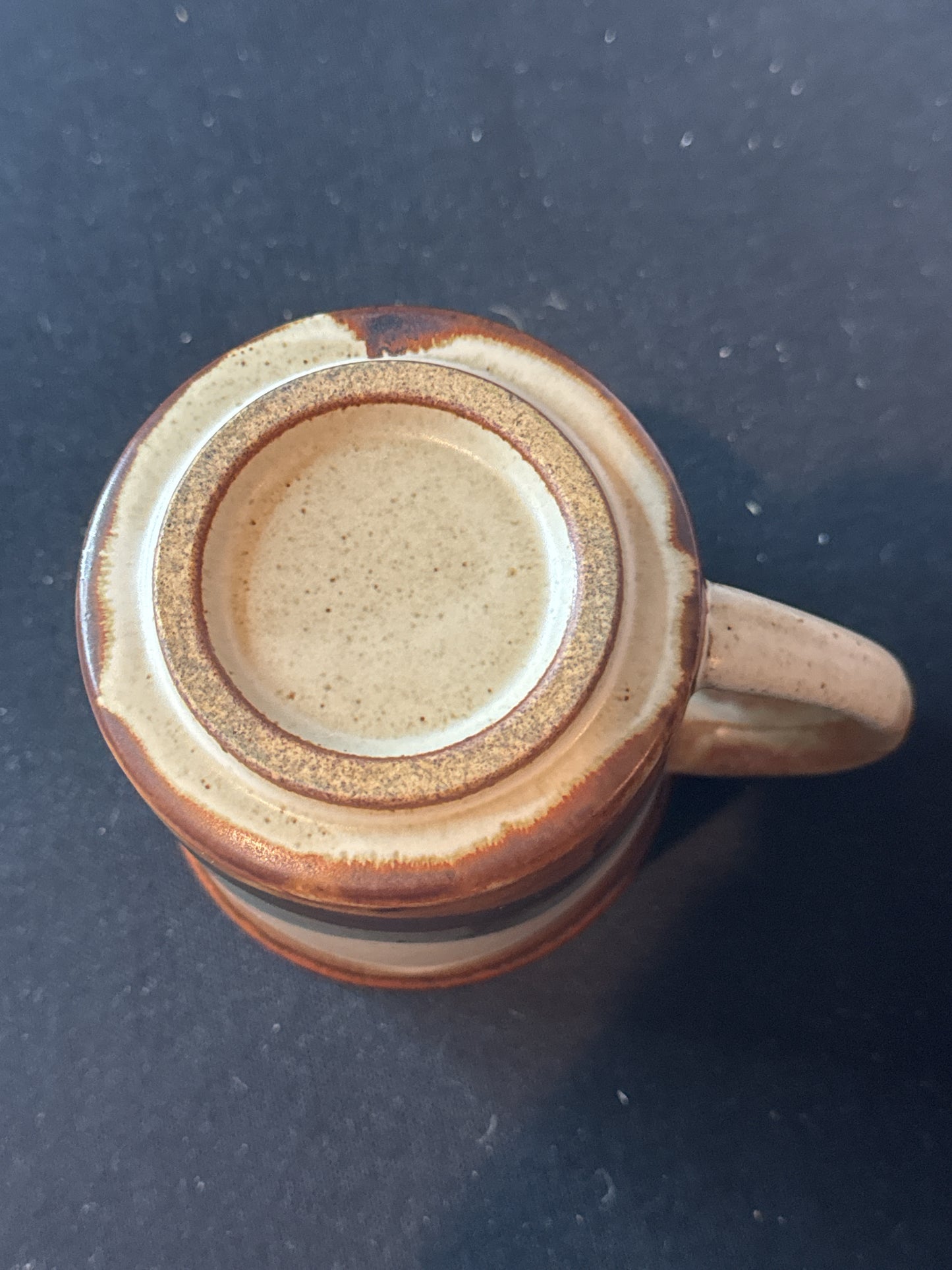 Vintage 1970s Otagiri Horizon Blue Brown Wavy Striped Stoneware Coffee Mug Cup 3 3/8" Tall