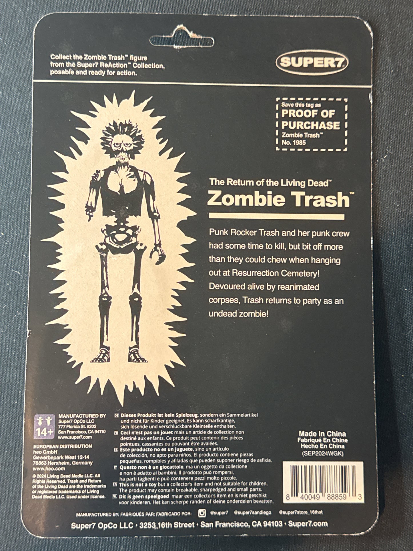 Return Of The Living Dead ReAction Figures Wave 5 Zombie Trash Monster Glows New in Box