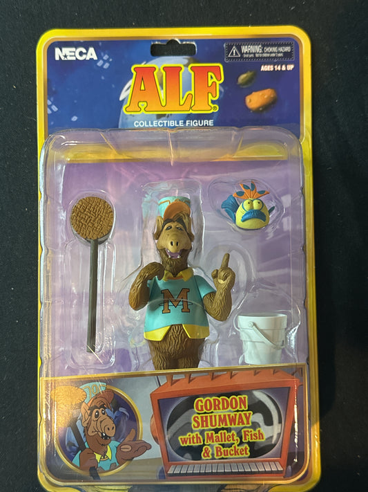NECA ALF Collectible Figure 4" Action Figure Gordon Shumway w/ Mallet, Fish & Bucket NIB