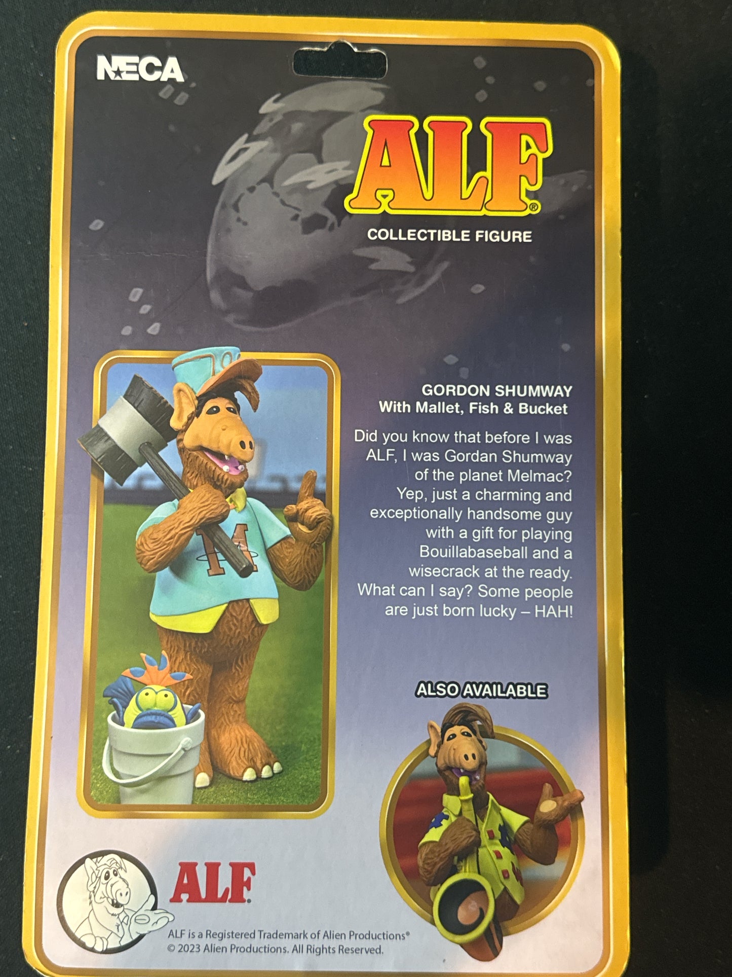 NECA ALF Collectible Figure 4" Action Figure Gordon Shumway w/ Mallet, Fish & Bucket NIB