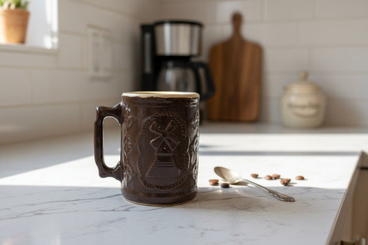 1892-1915 Crooksville Pottery Captain Brown Mug Heart Brand Burley & Winter 5" Tall