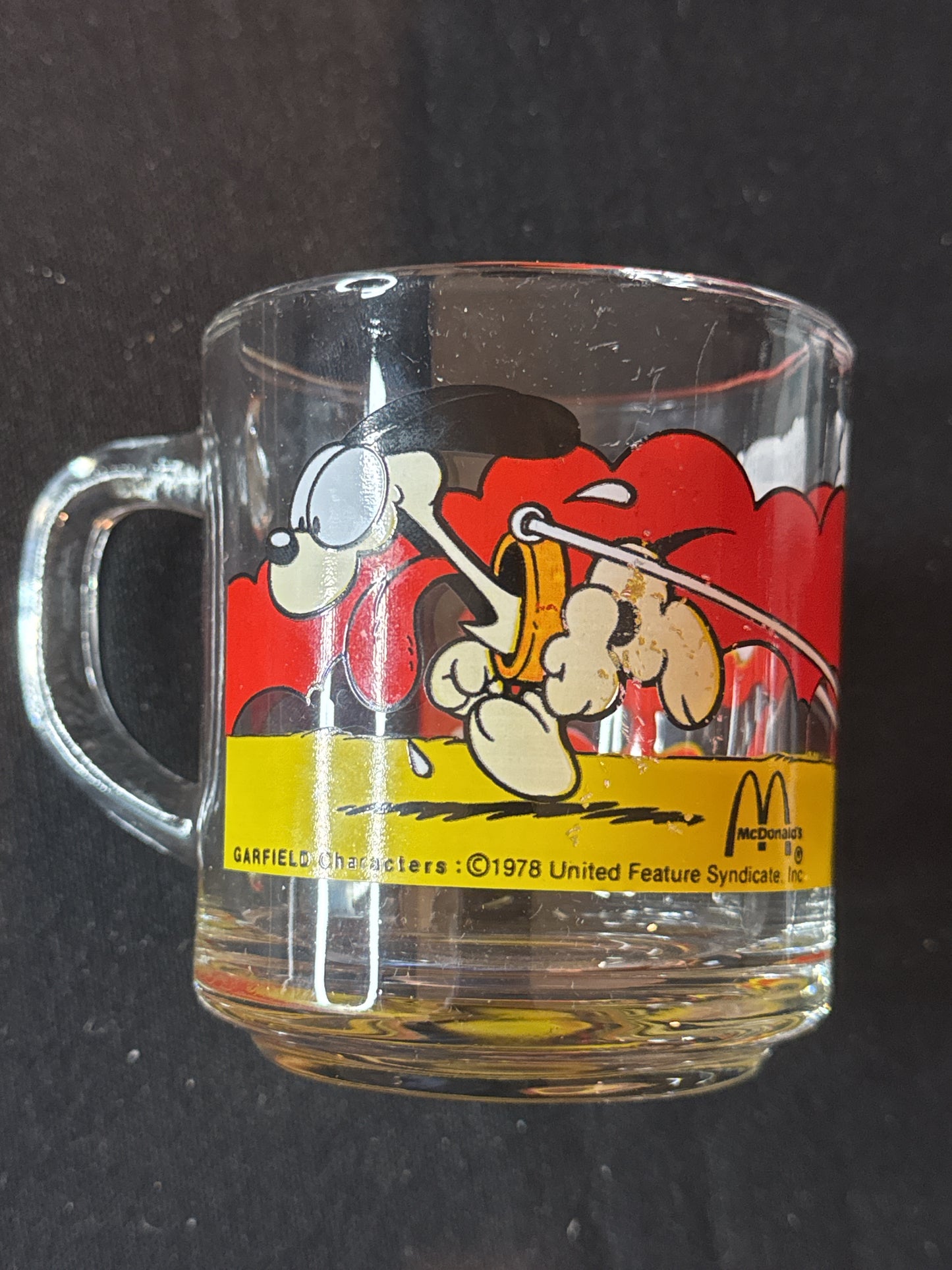 Garfield and Odie Clear Glass Coffee Mug Jim Davis Vintage McDonalds 1978