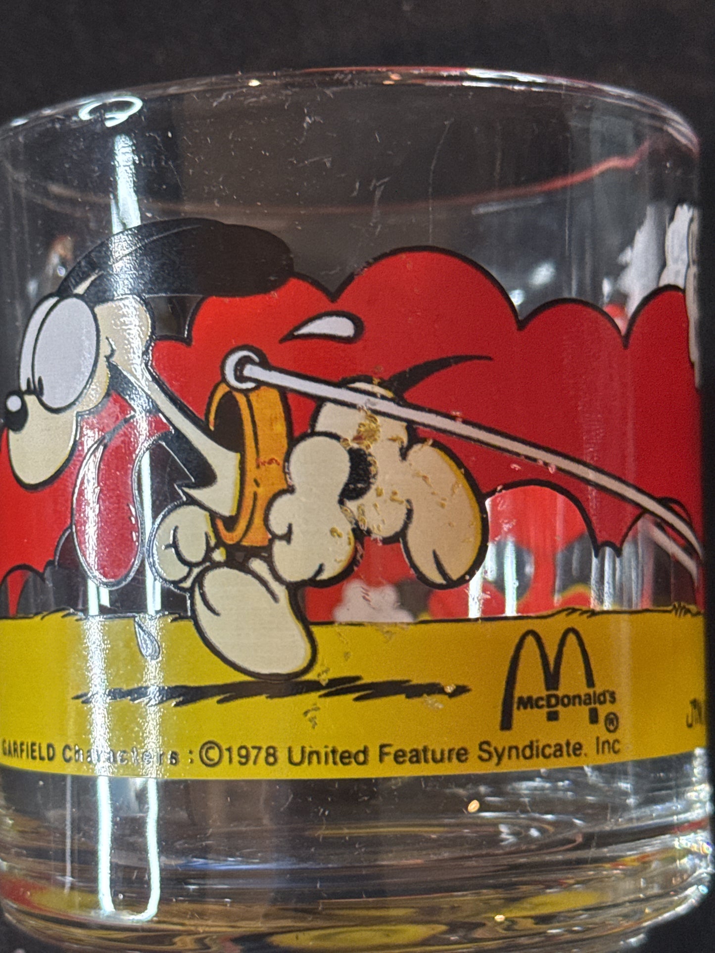Garfield and Odie Clear Glass Coffee Mug Jim Davis Vintage McDonalds 1978