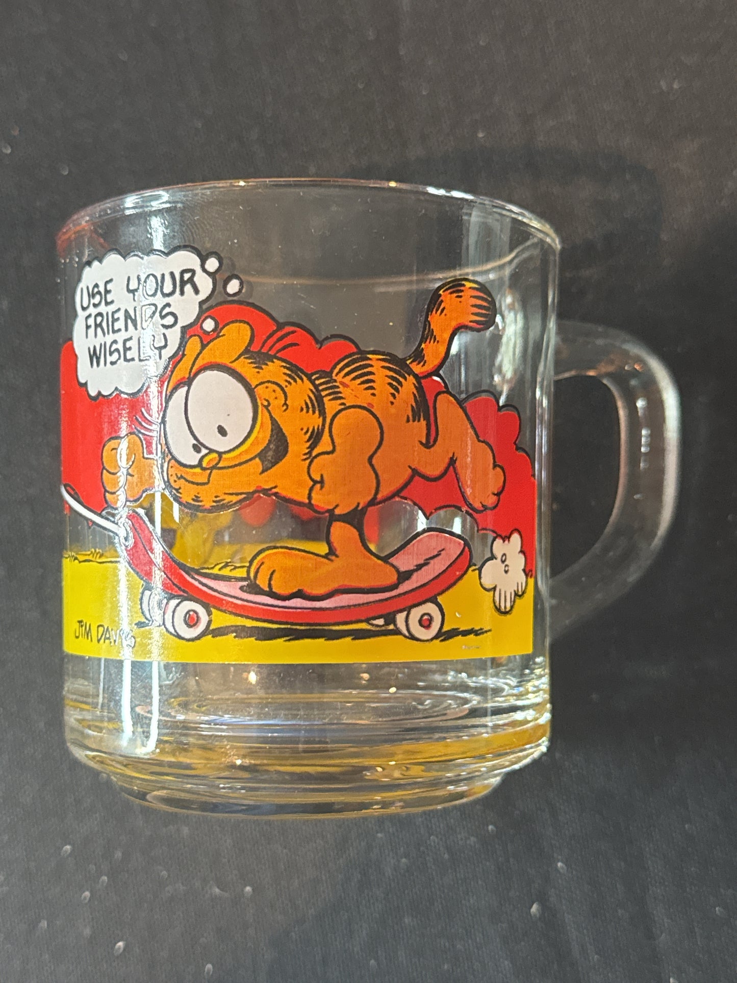 Garfield and Odie Clear Glass Coffee Mug Jim Davis Vintage McDonalds 1978