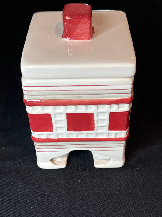 Twinings of London England Ceramic Tea Bag Caddy Canister/Dispenser Red & White