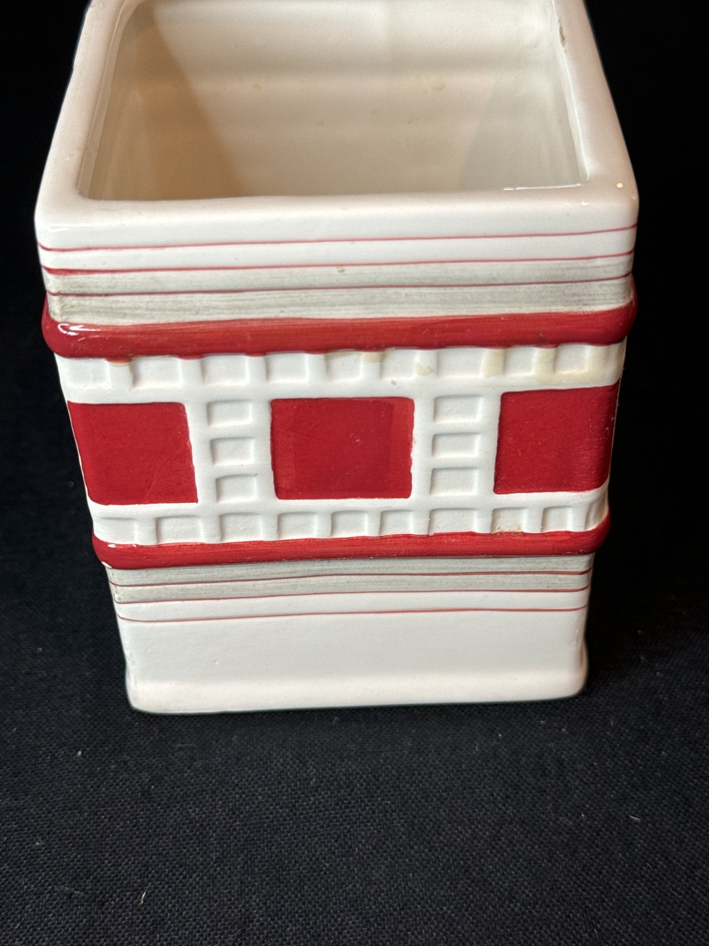 Twinings of London England Ceramic Tea Bag Caddy Canister/Dispenser Red & White