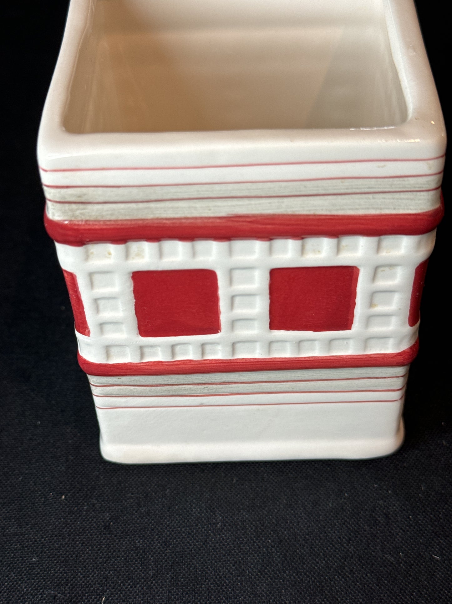 Twinings of London England Ceramic Tea Bag Caddy Canister/Dispenser Red & White