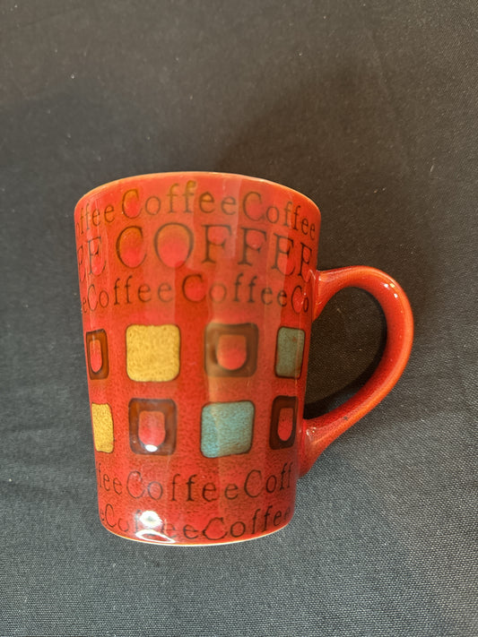 Coffee Cup/Mug with Coffee Printed All Over Outside Design Brown Inside 4.25" Tall