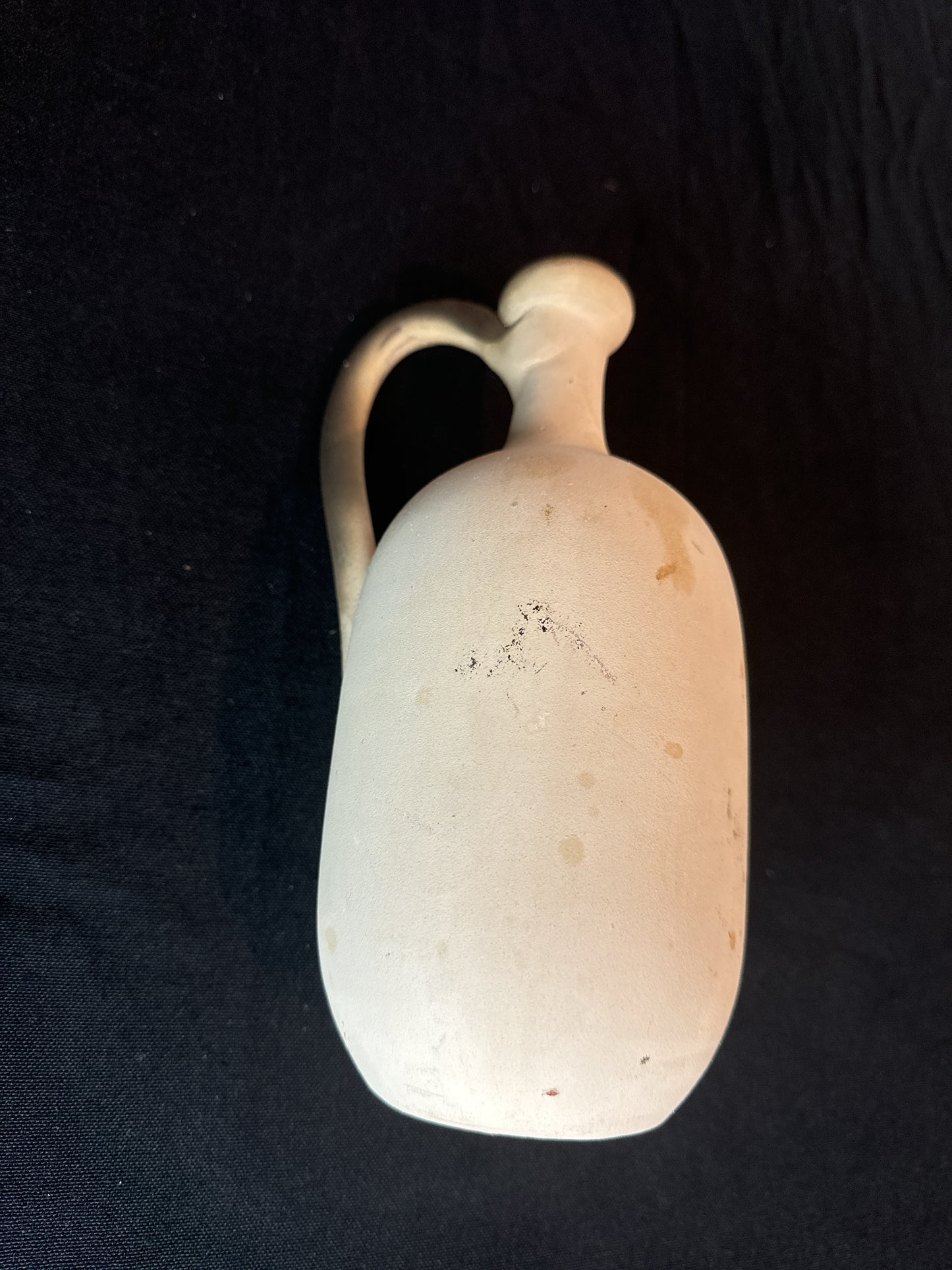 Vintage Stoneware Pottery Pitcher Bottle with Handle Boho Style Design 8.5" Tall