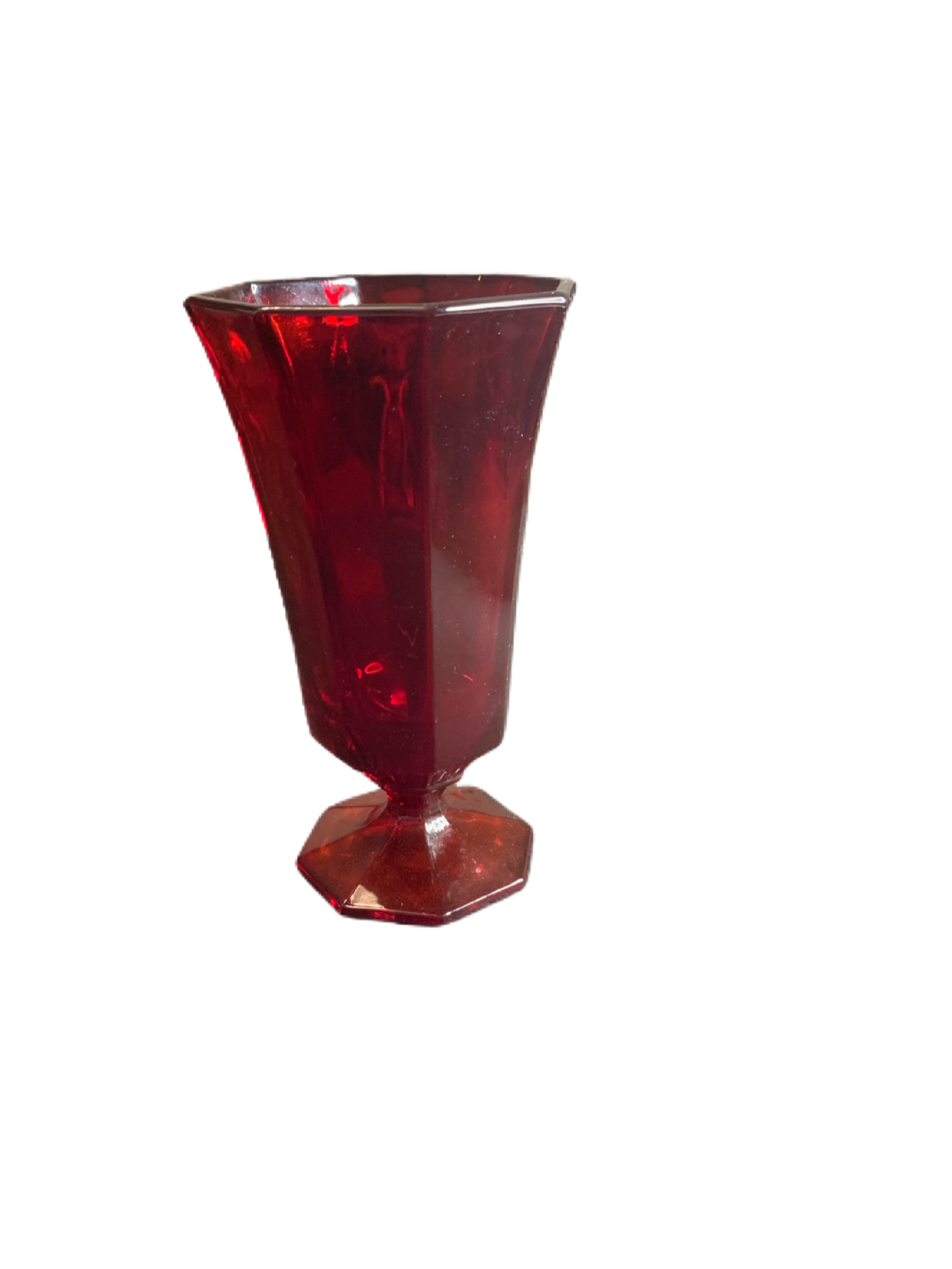 Octagonal Ruby Iced Tea Glass by Independence with Cadmium