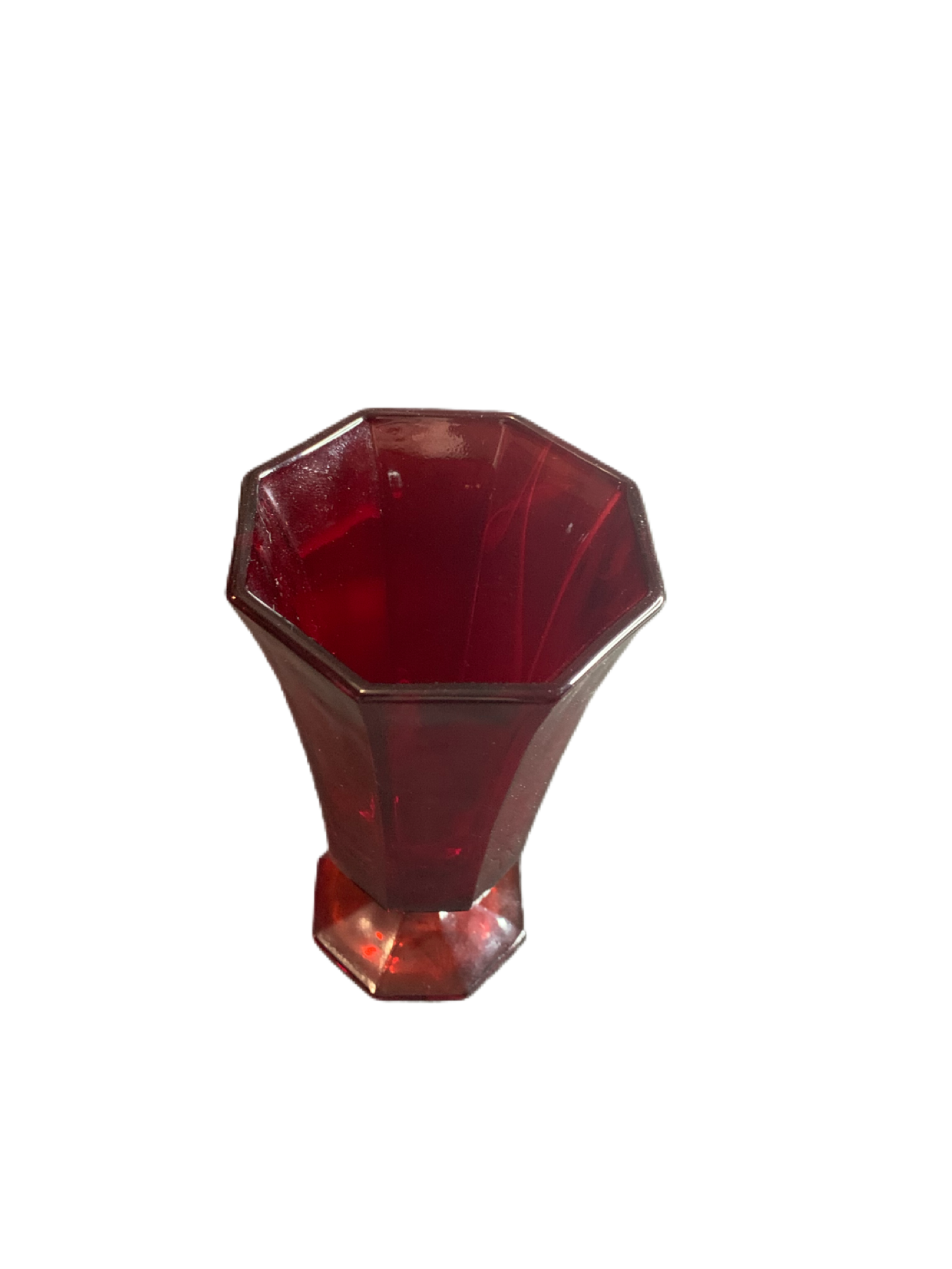 Octagonal Ruby Iced Tea Glass by Independence with Cadmium