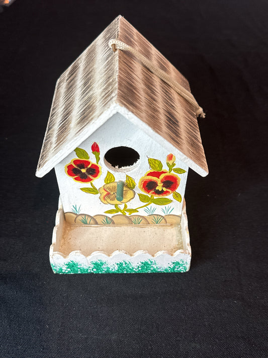 Small Bird House with Flowers Hand Painted 5.5" Tall 4" Wide and 5.25" Long