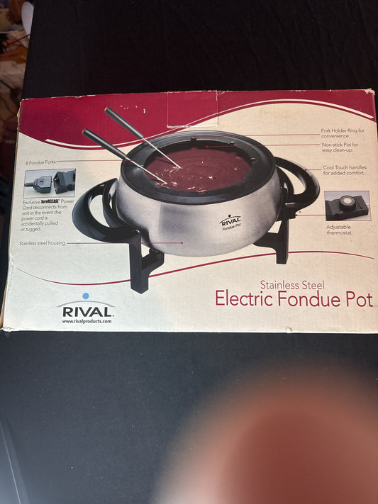 RIVAL Electric Fondue Pot Stainless Steel 3 Quart Excellent Pre Owned