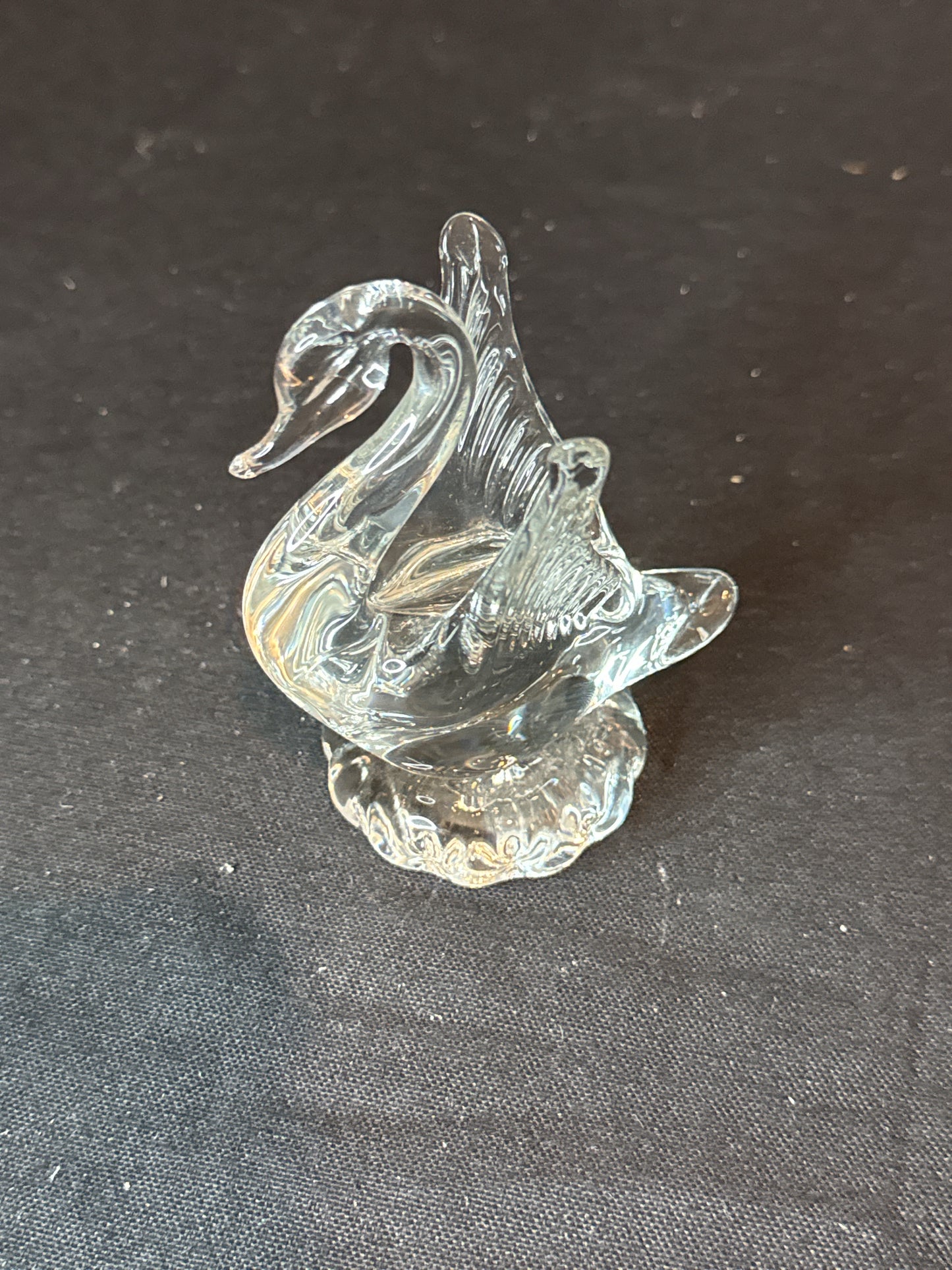 Blown Glass Swan Open Wings Paperweight Figurine 4" Tall Solid Piece