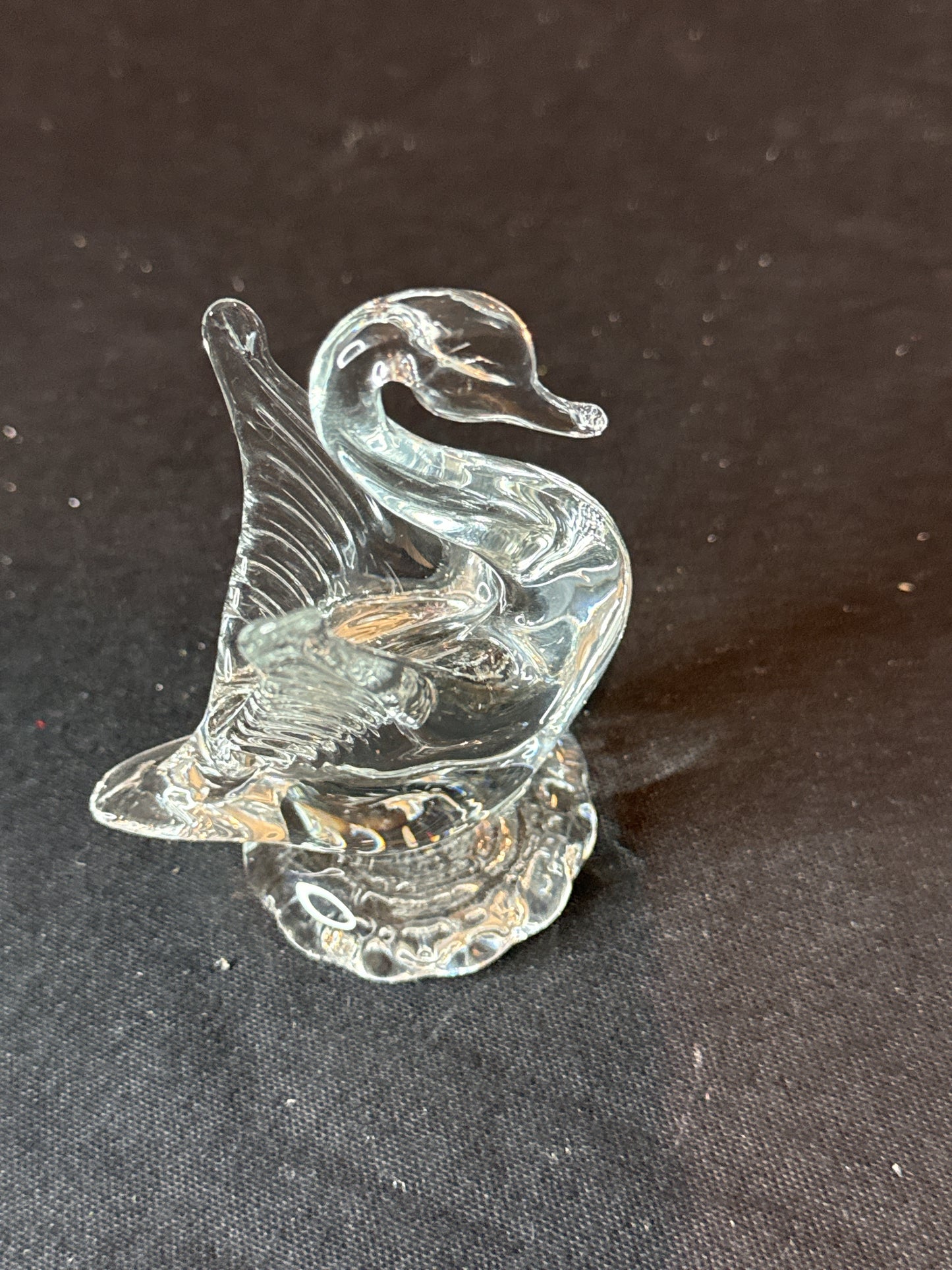 Blown Glass Swan Open Wings Paperweight Figurine 4" Tall Solid Piece