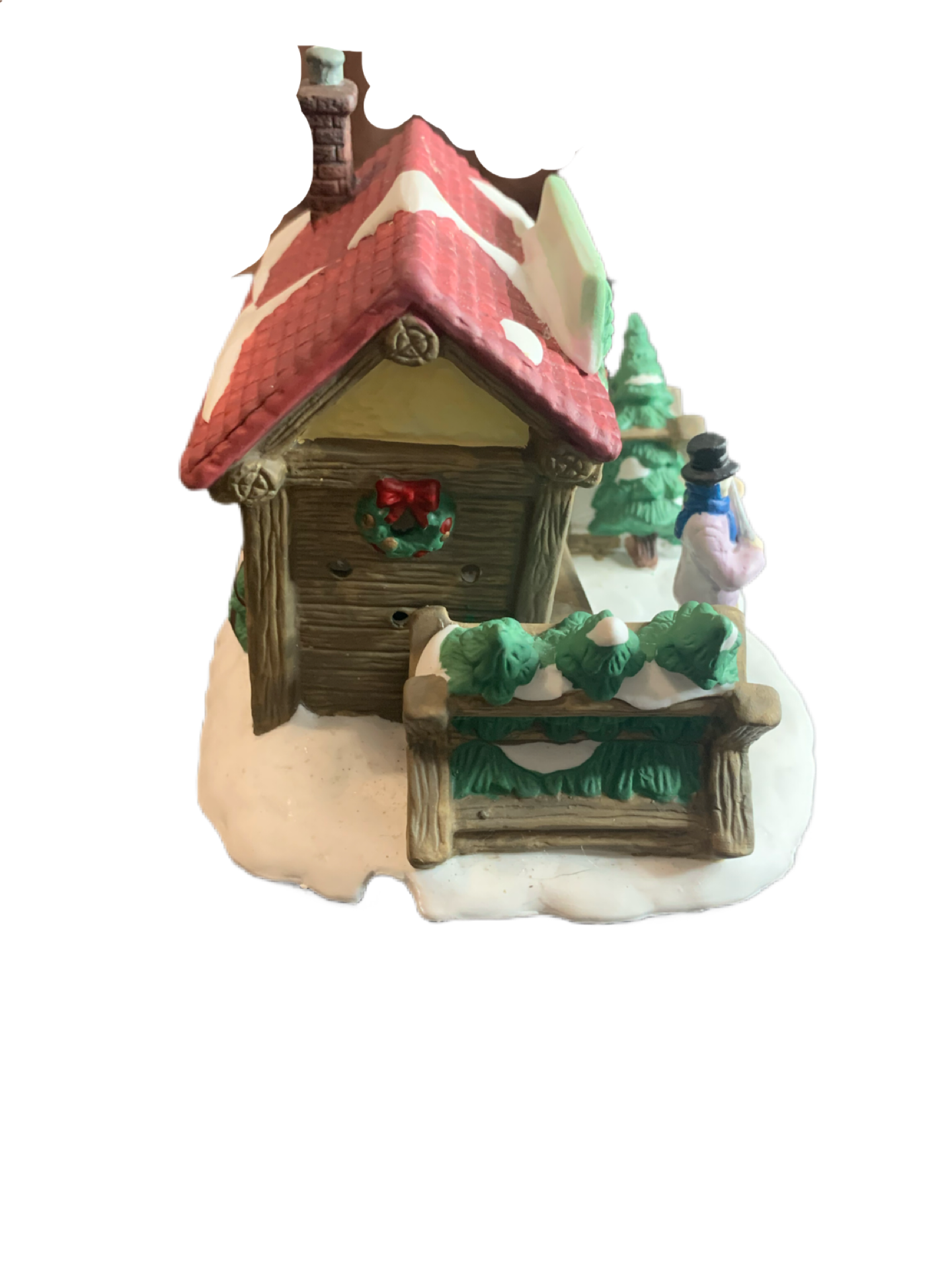 Vintage 1995 Dickens Collectible Christmas Village Christmas Tree and Wreathes.