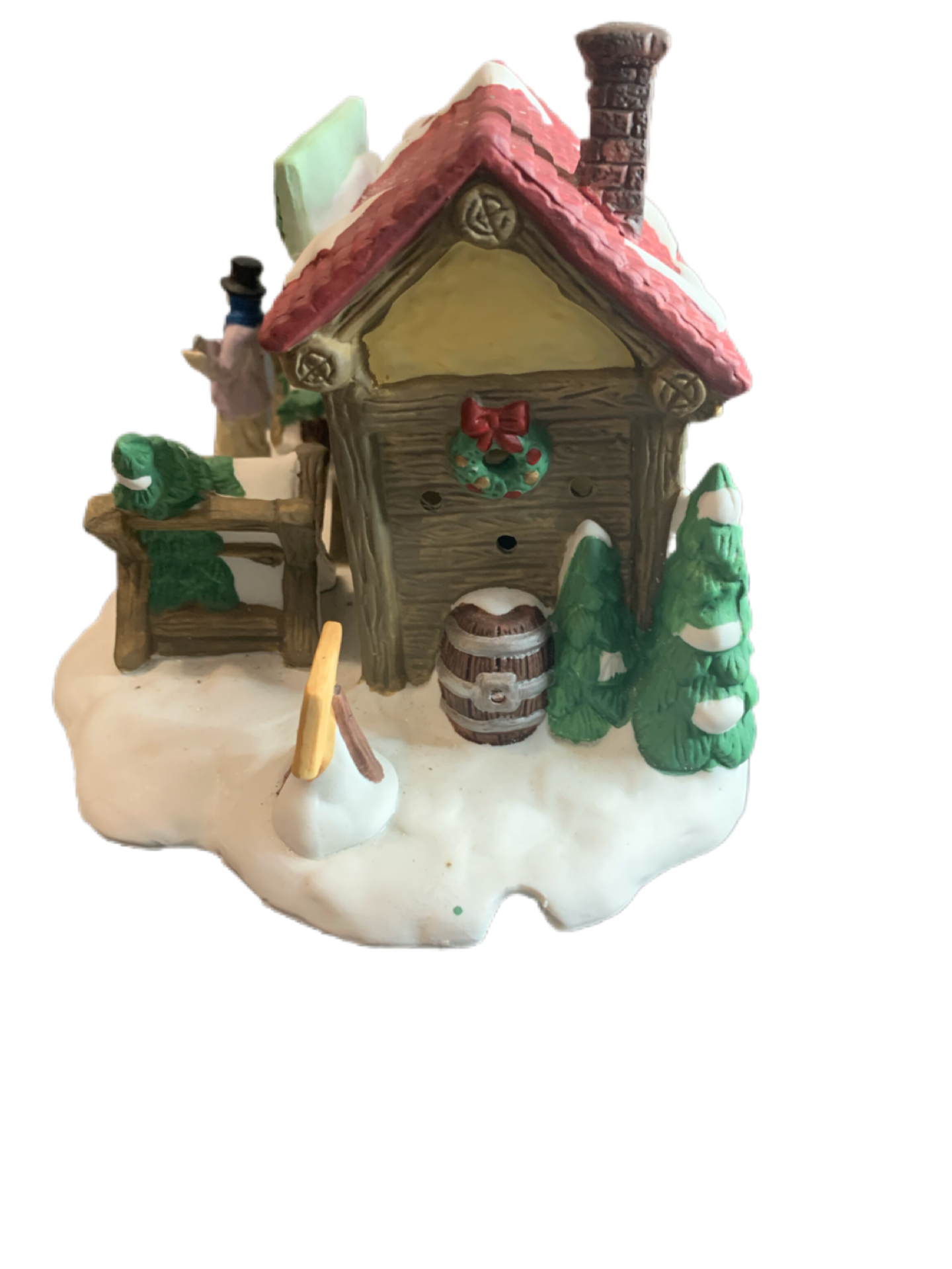 Vintage 1995 Dickens Collectible Christmas Village Christmas Tree and Wreathes.