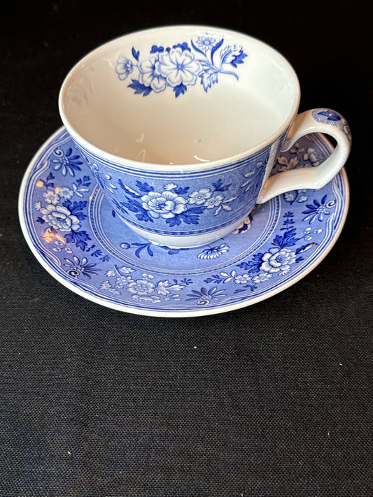 Spode Blue Room Collection Georgian Series "Botanical" Tea Cup and Saucer