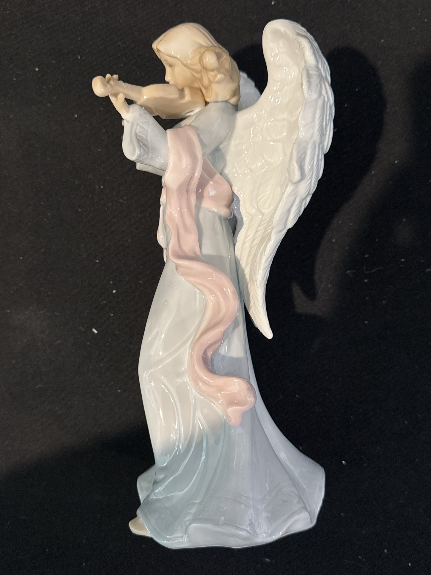 Porcelain Angel Playing Violin 10" Tall Beautiful Color Excellent Condition