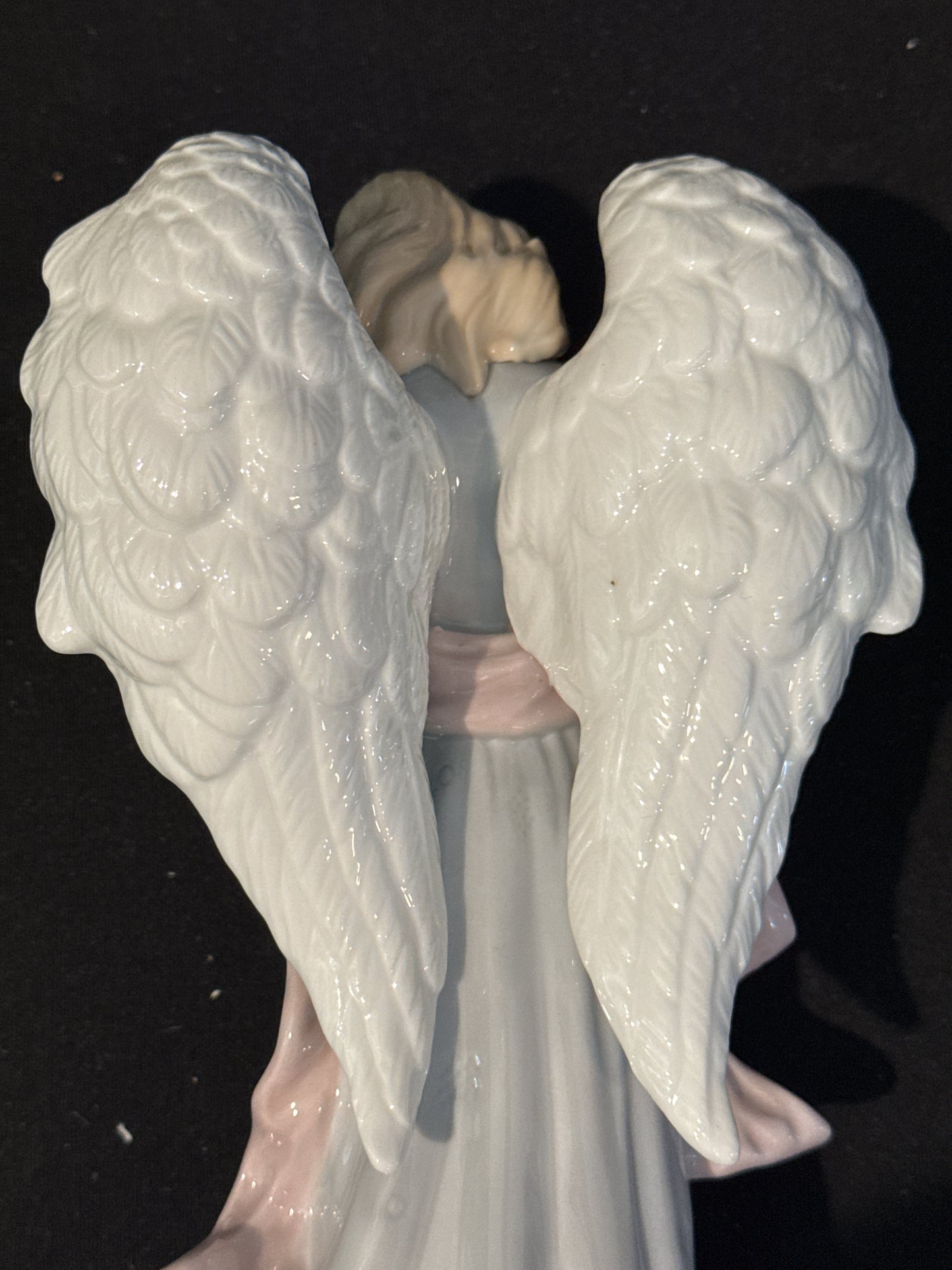 Porcelain Angel Playing Violin 10" Tall Beautiful Color Excellent Condition