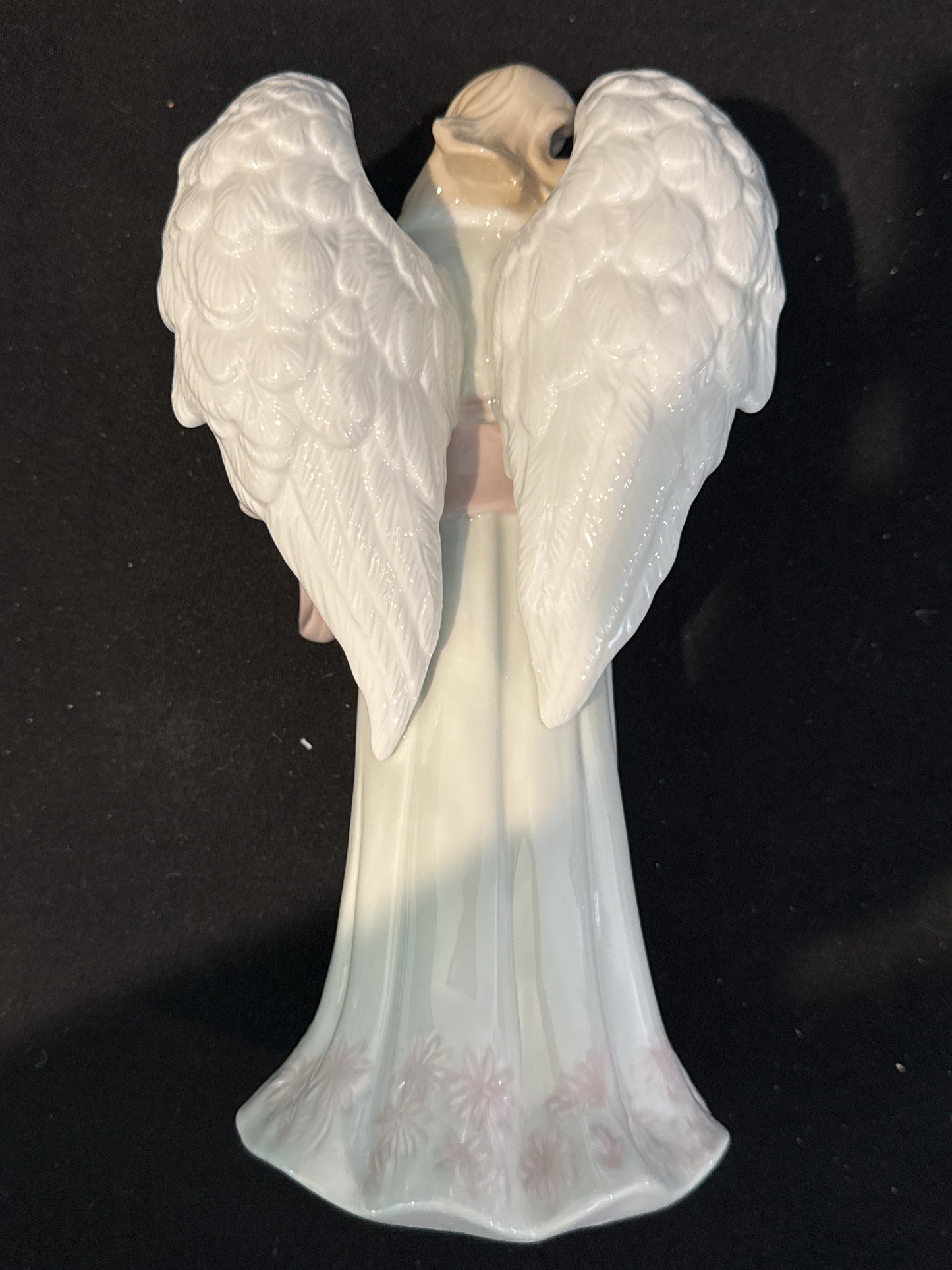 Porcelain Angel Playing Tamberine 10" Tall Beautiful Color Excellent Condition