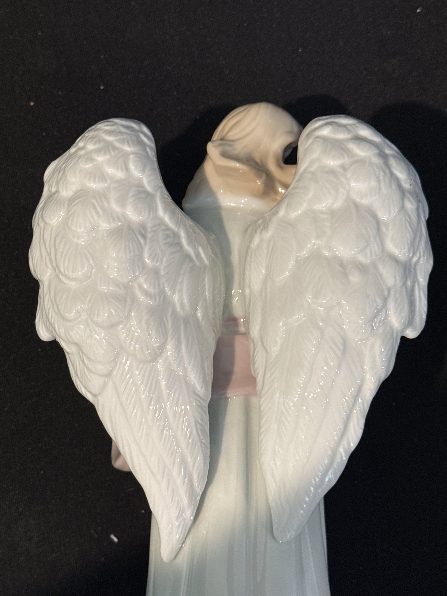 Porcelain Angel Playing Tamberine 10" Tall Beautiful Color Excellent Condition