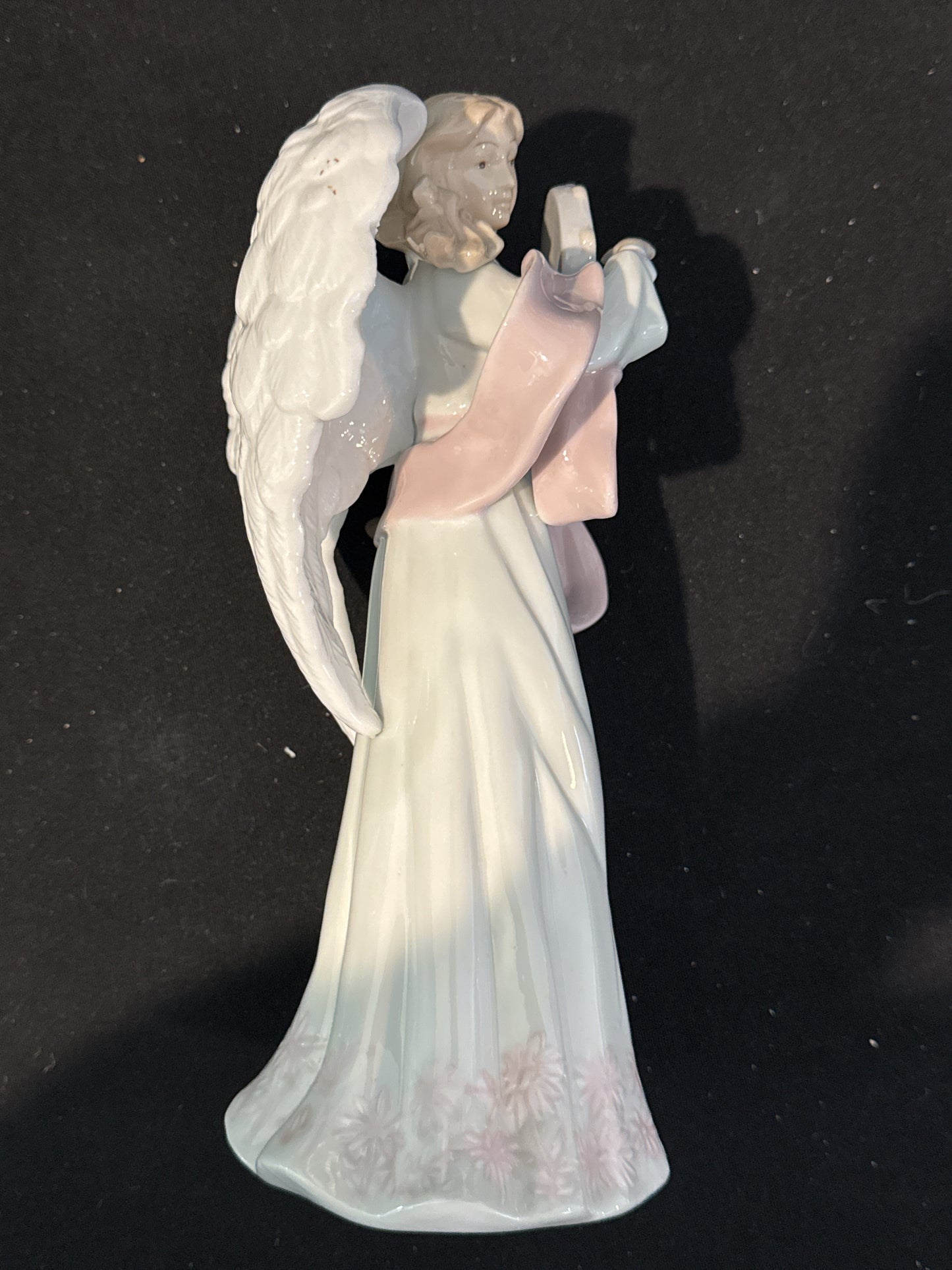 Porcelain Angel Playing Tamberine 10" Tall Beautiful Color Excellent Condition