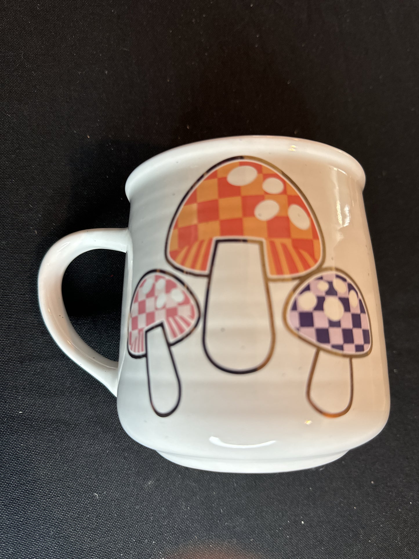 Pink, Purple and Peach Mushroom Coffee Mug/Cup w/ Pink Interior. New Inventory 4.25" Tall