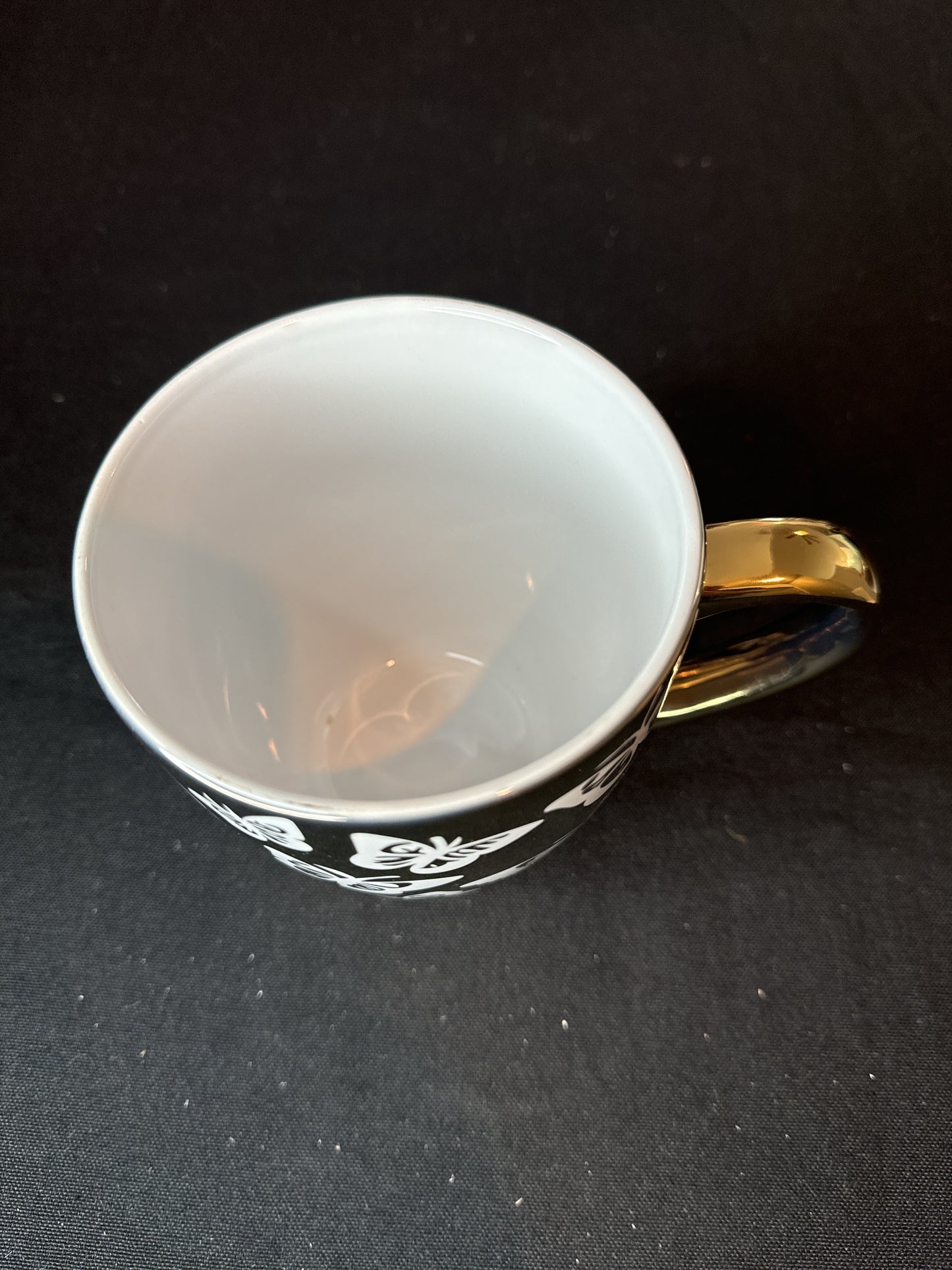 Gold Butterfly Glossy Coffee Mug/Cup w/ White Interior 4.75" Tall New Inventory