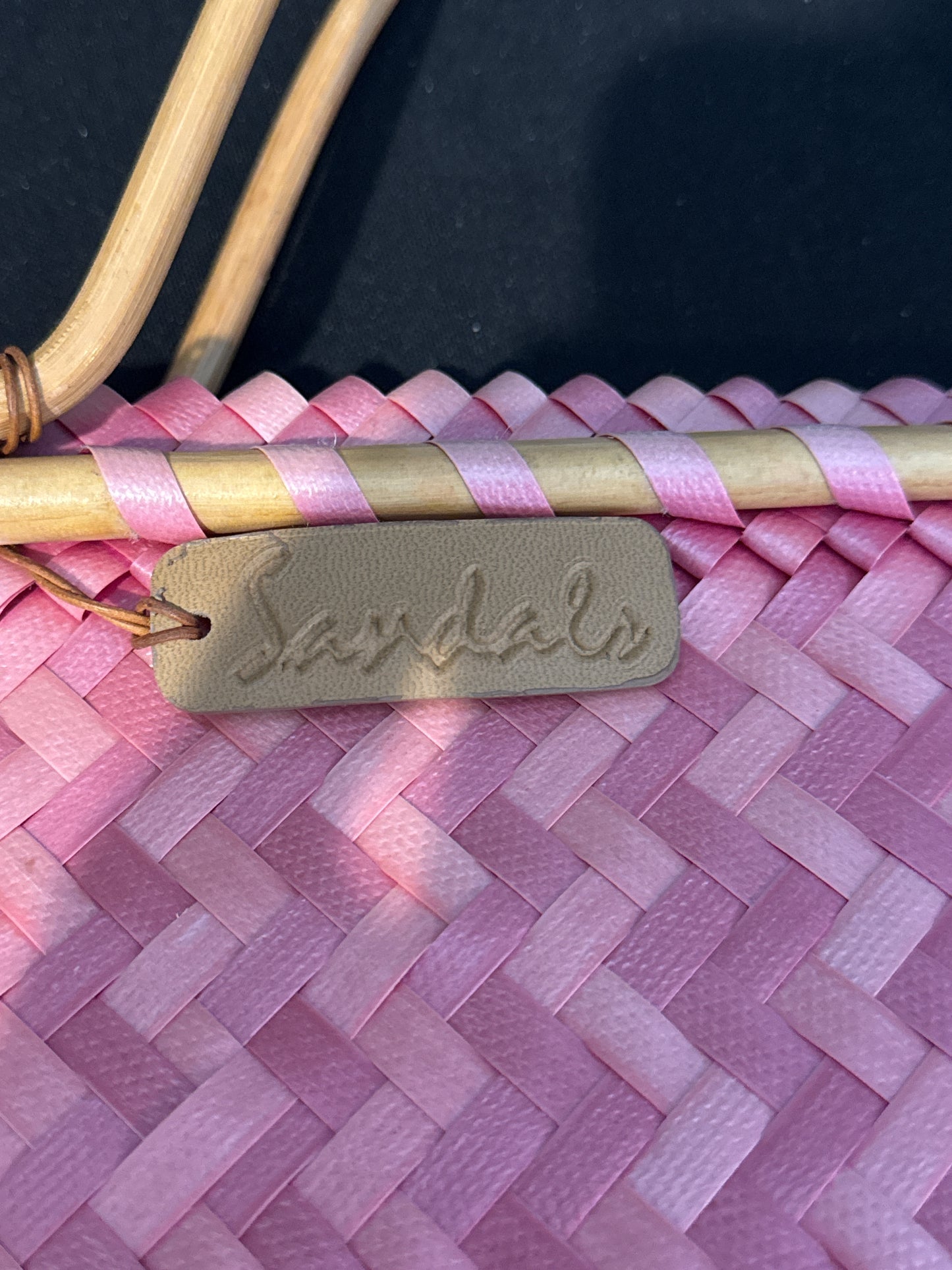 Cappelli Woven Bamboo Tote Bag 17" x 14" w/ Sandals Tag LIke New Condition